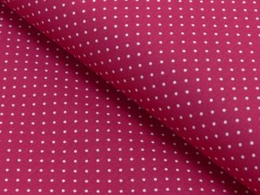 Baumwoll Druck Tupfen Pink / Weiß 2mm